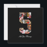 Svart och vit nummer 5 fotokollage julkort<br><div class="desc">Denna anpassningsbara produkt är där foton är arrangerade för att bilda formen av ett nummer. Den används ofta för milstolpsfiranden som födelsedagar, årsdagar eller prestationer, så att användarna kan visa minnesvärda bilder inom en enda, iögonfallande display. Designen erbjuder vanligtvis utrymmen för olika fotostorlekar och orienteringar, vilket säkerställer en visuellt tilltalande...</div>