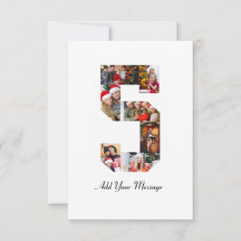 Svart och vit nummer 5 fotokollage kort