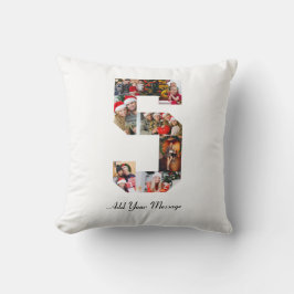 Svart och vit nummer 5 fotokollage kudde