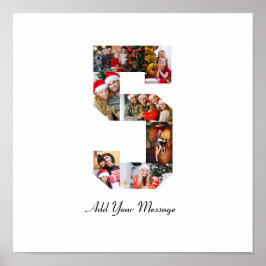 Svart och vit nummer 5 fotokollage poster