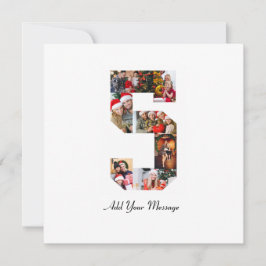 Svart och vit nummer 5 fotokollage tack kort