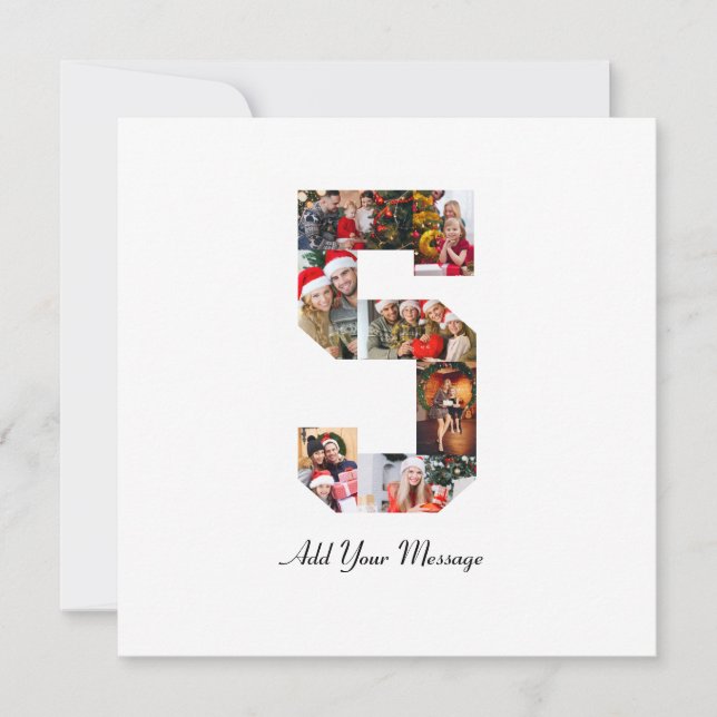 Svart och vit nummer 5 fotokollage tack kort (Framsida)