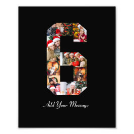 Svart och vit nummer 6 fotokollage fototryck