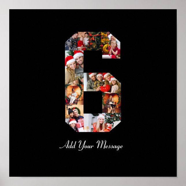 Svart och vit nummer 6 fotokollage poster (Framsidan)