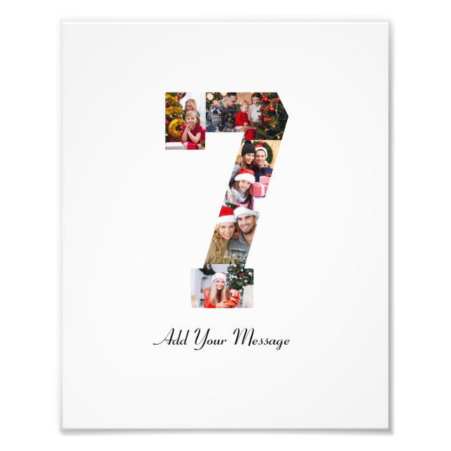 Svart och vit nummer 7 fotokollage fototryck (Framsidan)