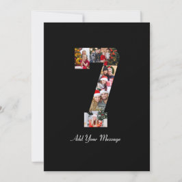 Svart och vit nummer 7 fotokollage meddelande