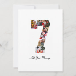 Svart och vit nummer 7 fotokollage tack kort