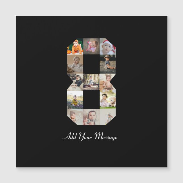 Svart och vit nummer 8 fotokollage (Framsida)