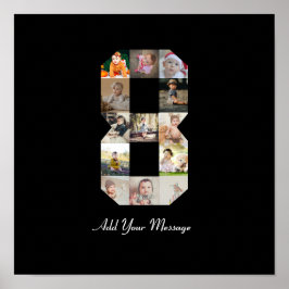 Svart och vit nummer 8 fotokollage poster