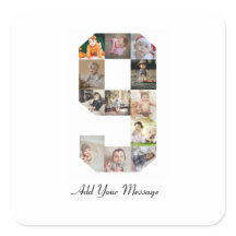 Svart och vit nummer 9 fotokollage