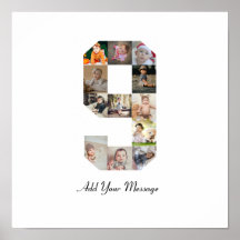 Svart och vit nummer 9 fotokollage