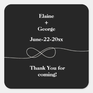 Svart och vit oändlighetsdekal fyrkantigt klistermärke