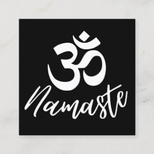 Svart och vit om (Aum) HIndu Meditation Symbol Fyrkantigt Visitkort