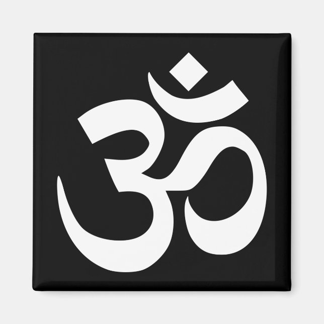 Svart och vit Om-symbol Magnet (Framsidan)