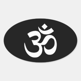 Svart och vit Om-symbol Ovalt Klistermärke