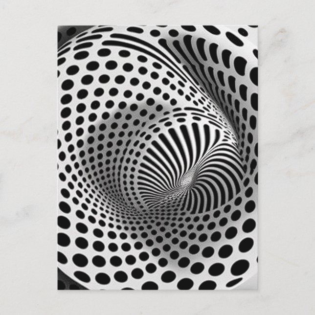 Svart Och Vit Op-Art Vykort (Framsida)
