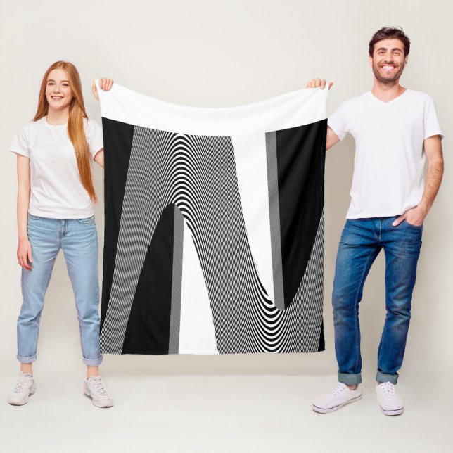 Svart och vit OP-konst-design, Flebit Blanket Fleecefilt (På plats)