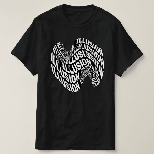 Svart Och Vit Optisk Illusion Kinestetisk Typograf T Shirt (Design framsida)