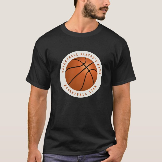 Svart och vit Orange med eget namn Basketball T Shirt (Framsida)