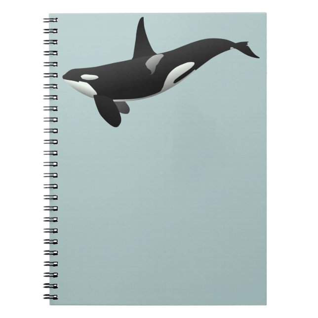 Svart och vit Orca Späckhuggare Anteckningsbok Med Spiral (Framsidan)