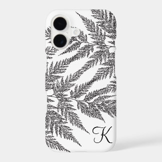 Svart och vit ormbunksilhuettmonogram