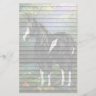 Svart och vit Overo Paint Horse tryck Brevpapper