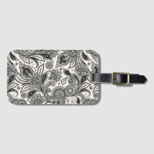 Svart och vit paisley bagagebricka