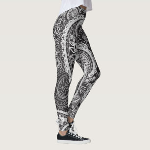 Svart och vit paisley leggings