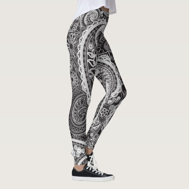 Svart och vit paisley leggings (Höger)