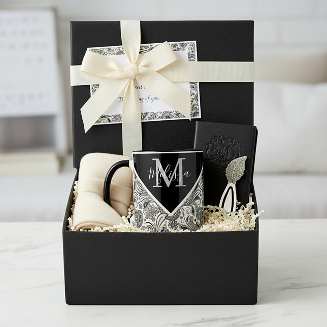 Svart och vit paisley mugg (Skapare uppladdad)