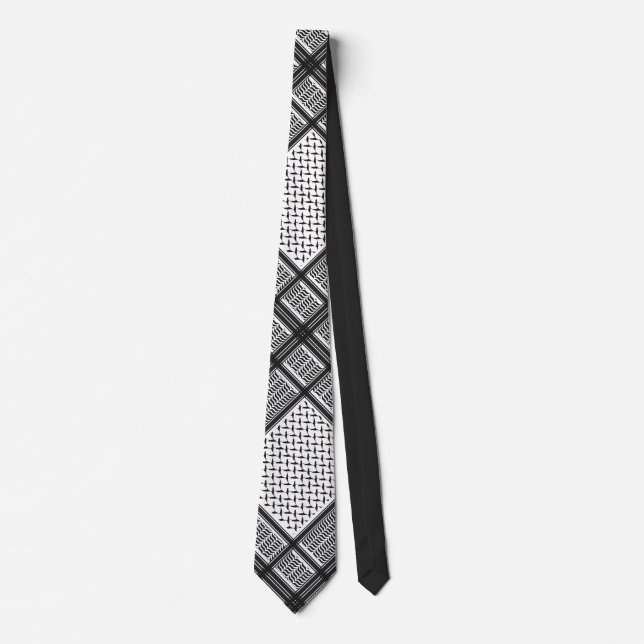 Svart och vit palestinsk keffiyeh slips (Framsida)