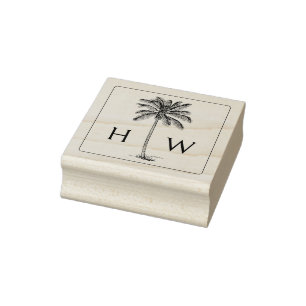Svart och vit palm palmetto trädmonogram stämpel