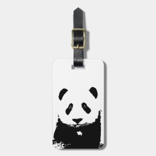 Svart och vit Panda-resagemärken Bagagebricka