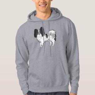 Svart Och Vit Papillon Bedårande Tecknad Hund Hoodie