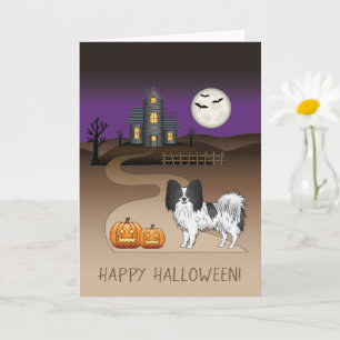 Svart Och Vit Papillon & Halloween Spökhus Kort