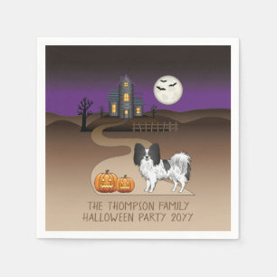 Svart och vit Papillon & Halloween Spökhus Pappersservett