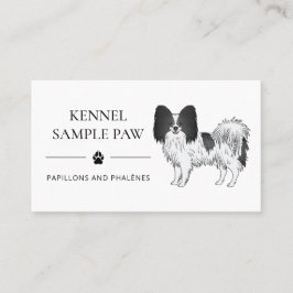 Svart och vit Papillon Tecknad Hund - Hund Kennel Visitkort