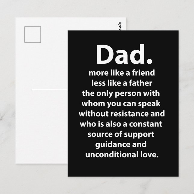 Svart och Vit Pappa Pappa Citat  Vykort (Fram/baksida)