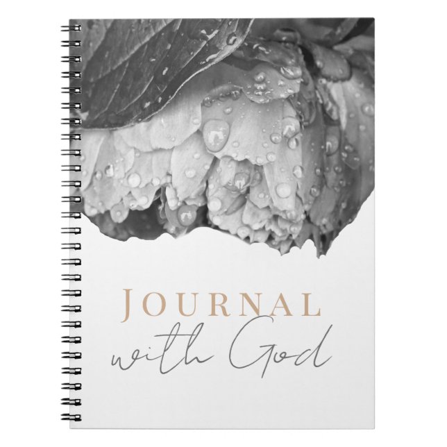 Svart och vit påsklilja blomma Journal Med Gud Anteckningsbok (Framsidan)