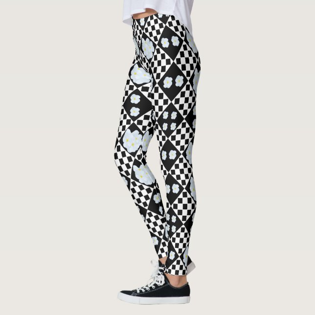 Svart och vit pensé-design, leggings (Vänster)