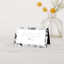 Svart och vit Peonies vattenfärg Blommigt Bröllop Placeringskort