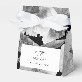 Svart och vit Peonies vattenfärg Blommigt Bröllop Presentaskar