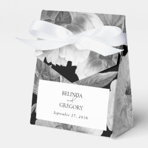 Svart och vit Peonies vattenfärg Blommigt Bröllop Presentaskar