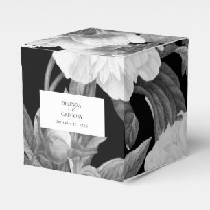 Svart och vit Peonies vattenfärg Blommigt Bröllop Presentaskar
