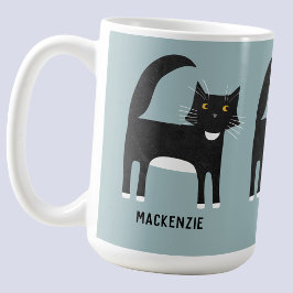 Svart och vit personlig katt kaffemugg