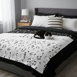 Svart och vit personlig musikalisk  fleecefilt