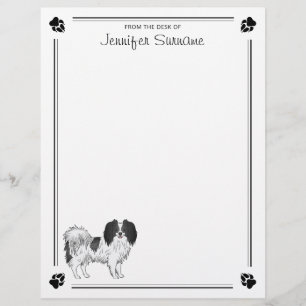 Svart Och Vit Phalène Tecknad Hund Med Din Text Brevhuvud