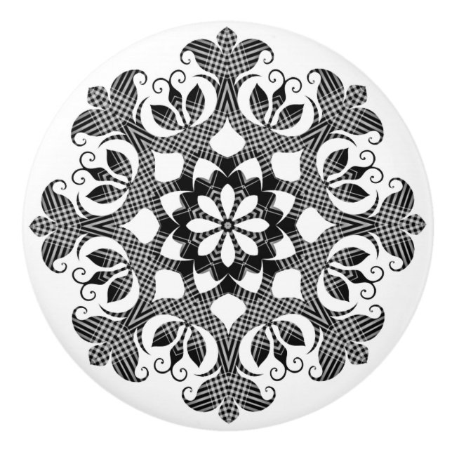 Svart och vit Play Land keramisk Dragering Knopp (Framsidan)