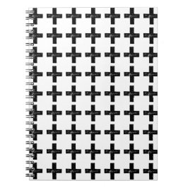 Svart och vit "Plus"-symbol Lino-klipp Anteckningsbok