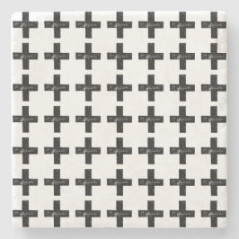 Svart och vit "Plus"-symbol Lino-klipp Stenunderlägg